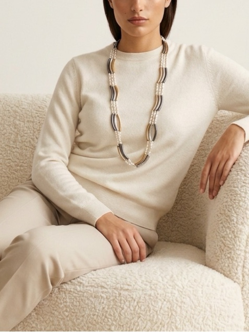 Multi-Strands Keshi Pearl Gold and Silver Beaded Necklace